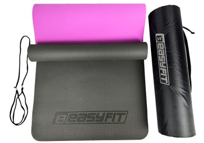 Килимок для фітнесу EasyFit TPE+TC 6мм EF-1924E-BV Black-violet EF-1924E-BV фото