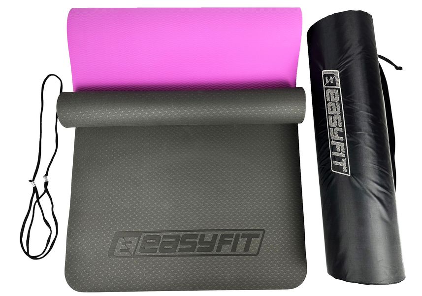 Коврик для фитнеса EasyFit TPE+TC 6мм EF-1924E-BV Black-violet EF-1924E-BV фото