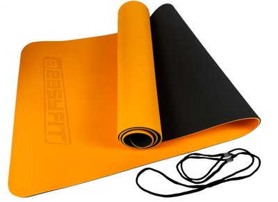 Килимок для йоги EasyFit TPE+TC 6мм EF-1924-ORB Orange-black EF-1924-ORB фото