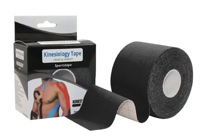 Тейп кінезіологічний EasyFit Kinesio black EF-2080-BK фото