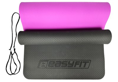 Килимок для йоги EasyFit TPE+TC 6мм EF-1924-BV Black-violet EF-1924-BV фото