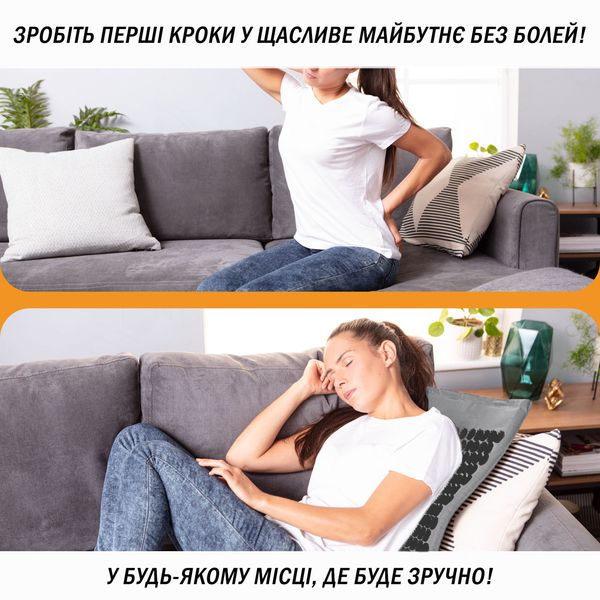 Коврик массажный с подушкой (аппликатор Кузнецова) Easyfit grey-black EF-2709-GB фото