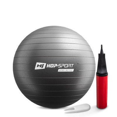 Фитбол (мяч для фитнеса) + насос Hop-Sport 55см HS-R055YB black 5902308223479 фото