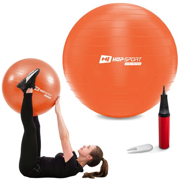 Фитбол (мяч для фитнеса) с насосом Hop-Sport 65см HS-R065YB orange 5902308223486 фото