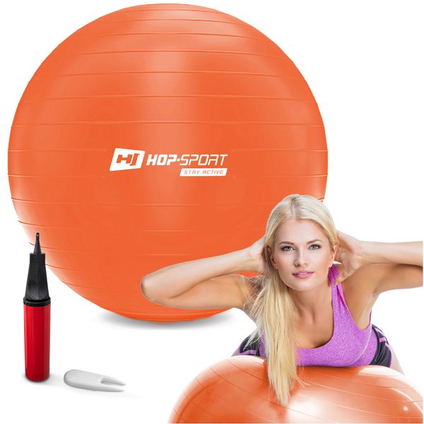 Фитбол (мяч для фитнеса) с насосом Hop-Sport 65см HS-R065YB orange 5902308223486 фото