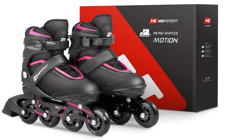 Роликовые коньки 3в1 (ролики) Hop-Sport Motion S (30-33) HS-903 black-pink 5902308217782 фото