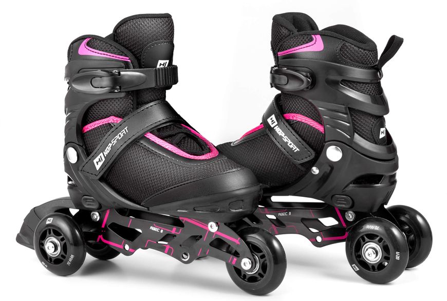 Роликовые коньки 3в1 (ролики) Hop-Sport Motion S (30-33) HS-903 black-pink 5902308217782 фото