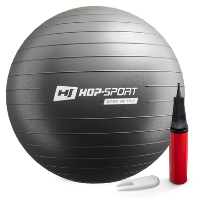 Фітбол (м'яч для фітнесу) з насосом Hop-Sport 75см black 5902308223523 фото