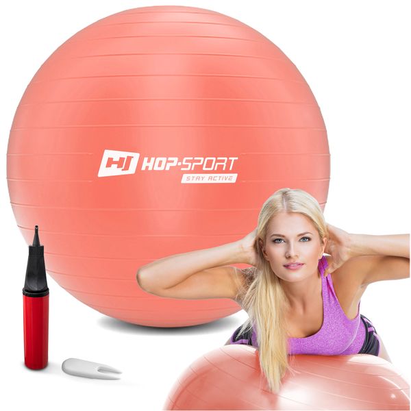 Фитбол (мяч для фитнеса) с насосом Hop-Sport 75см HS-R075YB pink 5902308223509 фото