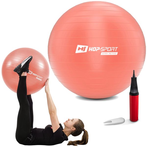 Фитбол (мяч для фитнеса) с насосом Hop-Sport 75см HS-R075YB pink 5902308223509 фото