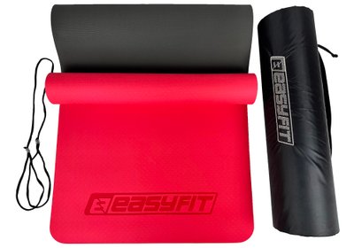 Килимок для фітнесу EasyFit TPE+TC 6мм EF-1924E-RB Red-black EF-1924E-RB фото