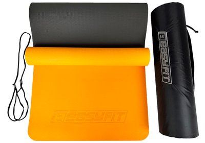 Килимок для фітнесу EasyFit TPE+TC 6мм EF-1924E-ORB Orange-black EF-1924E-ORB фото