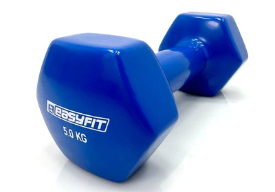 Гантель для фитнеса виниловая 5.0 кг EasyFit blue EF-0050-BL фото