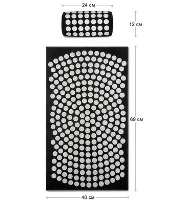 Килимок масажний з подушкою Easyfit (аплікатор Кузнєцова) 69х40 см EF-2709-2 Black EF-2709-2 фото